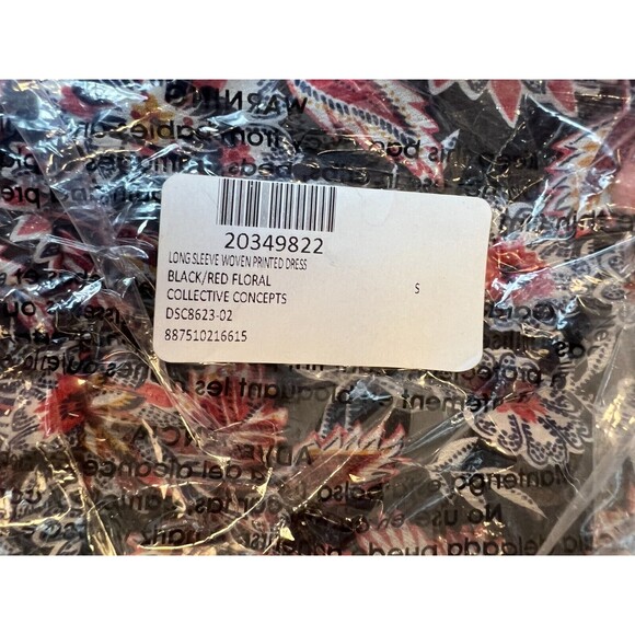 Collective Concepts Floral Dress Long Sleeve Womens S Black Knee-Length NWT - Picture 6 of 6